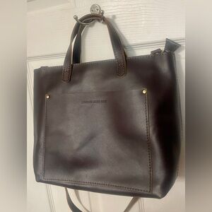 Portland Leather Goods Medium Crossbody Leather Tote Coldbrew Brown Zippered